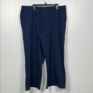 Grayson Threads Womens Stretch Waist Sweatpants 1X Navy Blue Wide Leg Flare NWOT